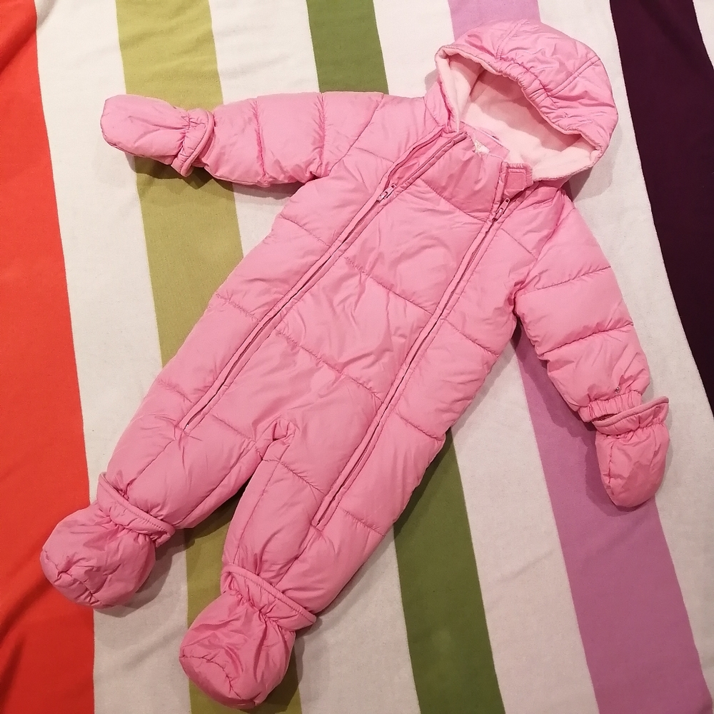 👶5/$20 Joe Fresh One-piece Snowsuit (pink, 6-12 months)
